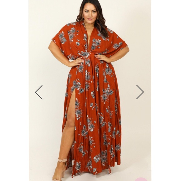 Showpo. | Dresses | Showpo Rust Floral Vacay Ready Maxi Dress | Poshmark